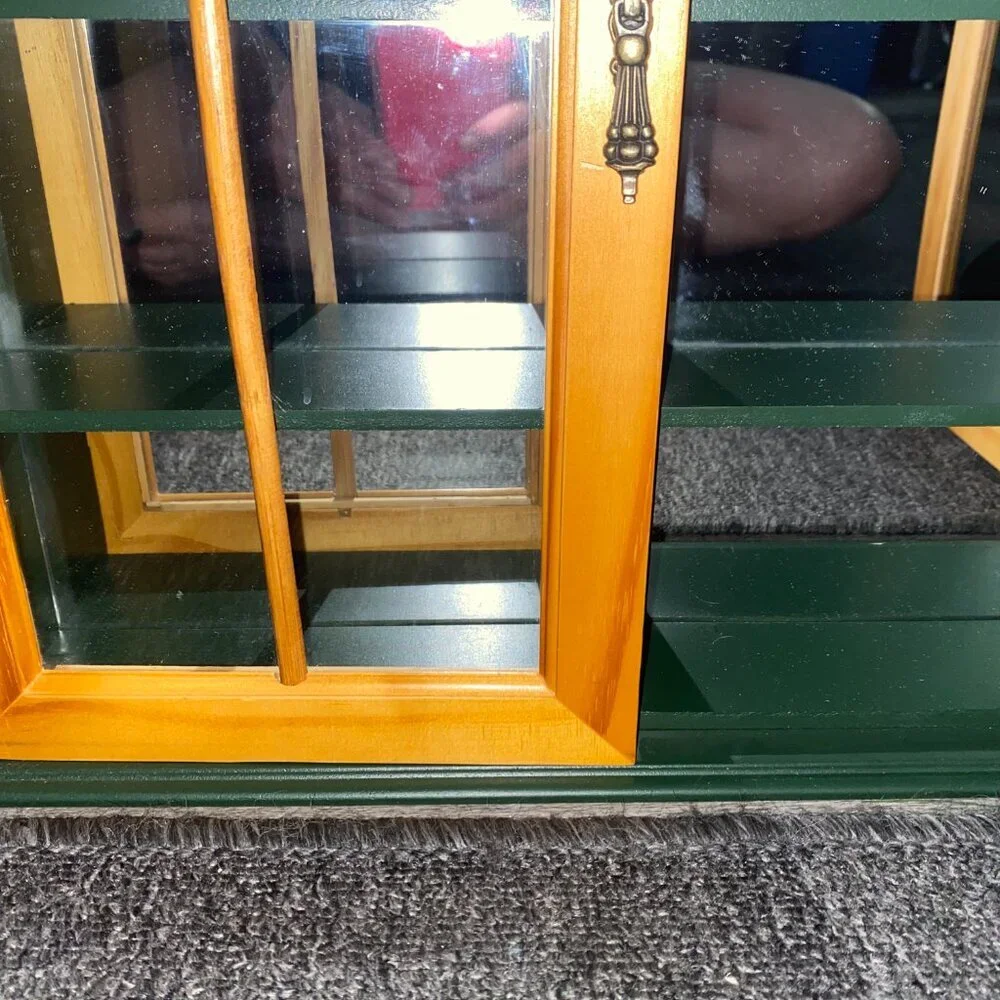 *Green Wood Glass Door Curio Cabinet for Miniatures (21